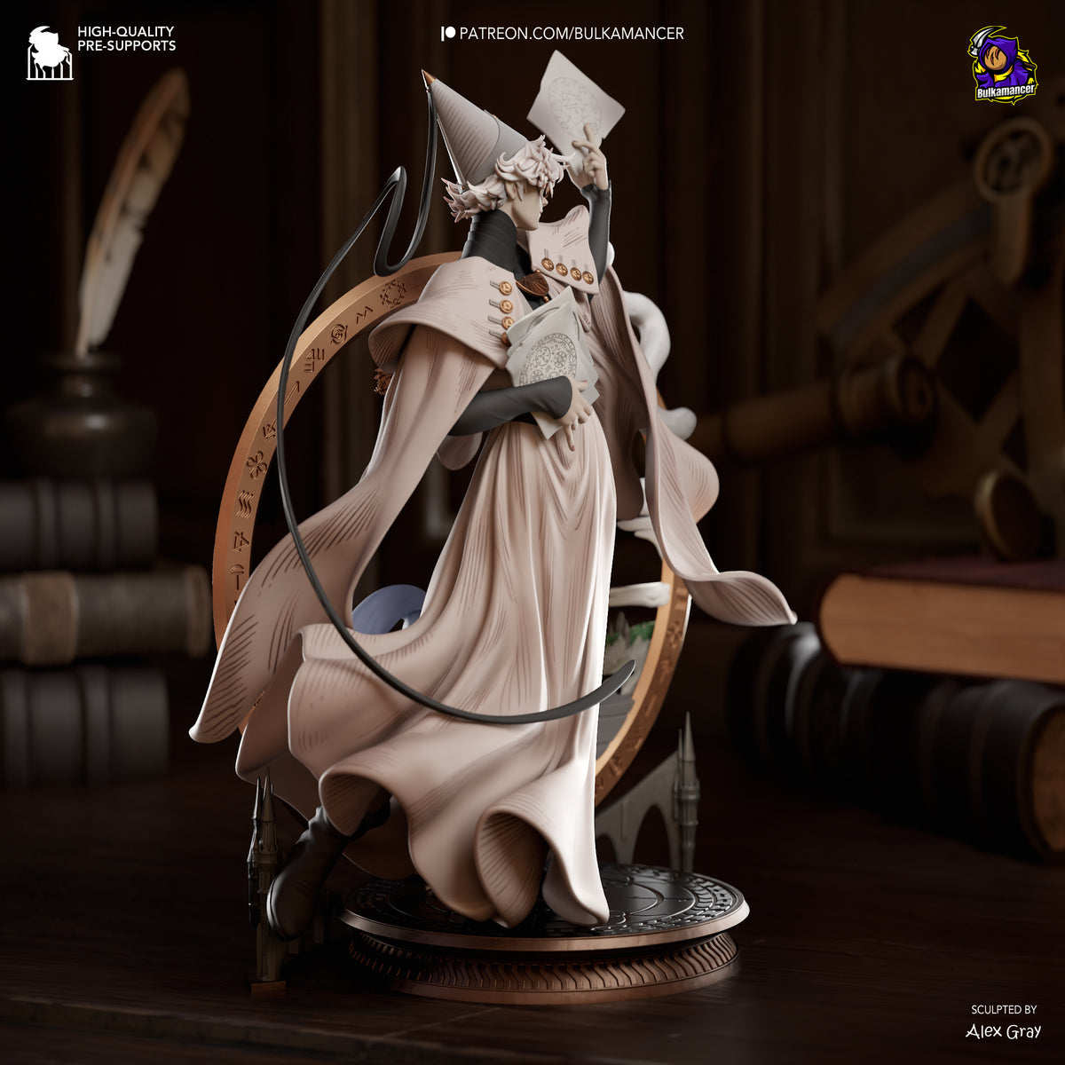 Mystic Wizard Mentor Resin Statue – Magical Fantasy Mage Figure – Model Kit – High Detail Collectible