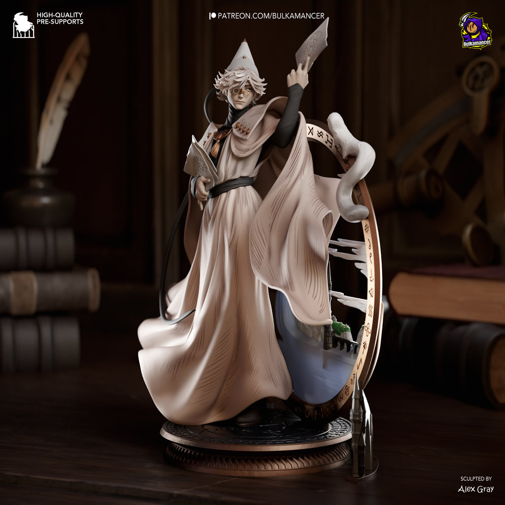 Mystic Wizard Mentor Resin Statue – Magical Fantasy Mage Figure – Model Kit – High Detail Collectible