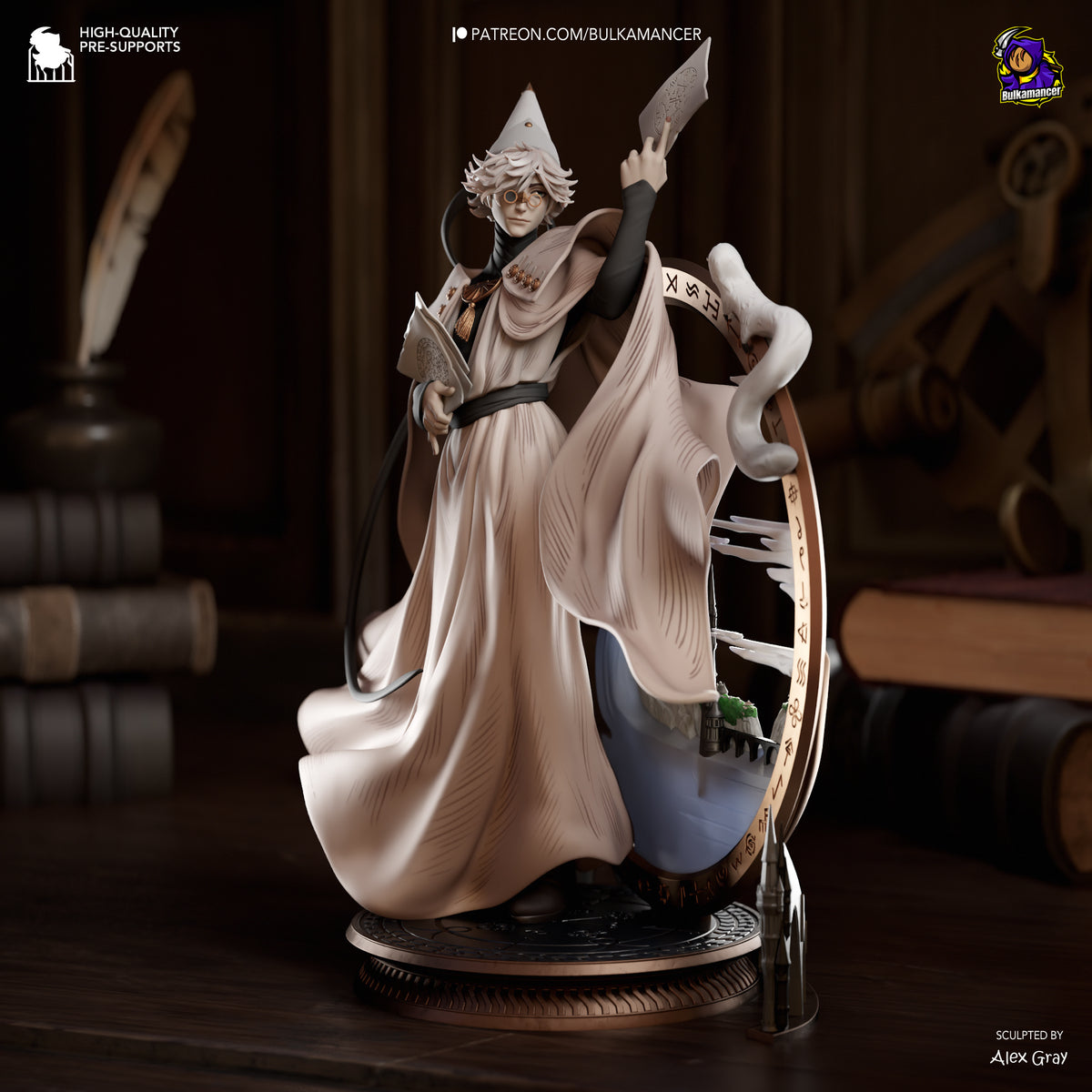 Mystic Wizard Mentor Resin Statue – Magical Fantasy Mage Figure – Model Kit – High Detail Collectible