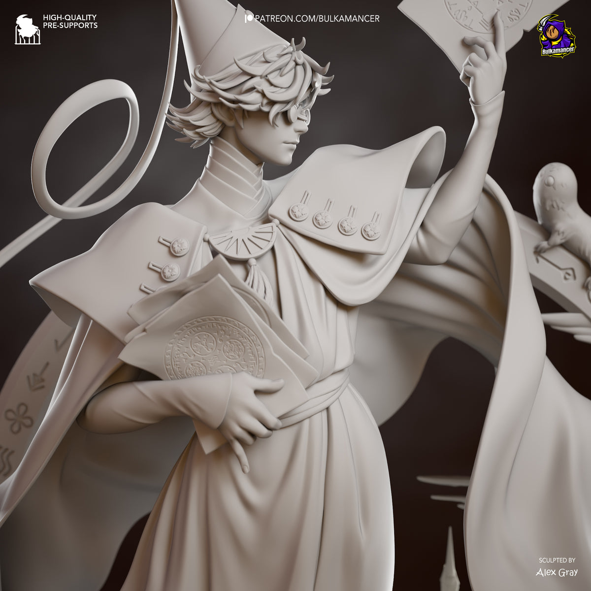Mystic Wizard Mentor Resin Statue – Magical Fantasy Mage Figure – Model Kit – High Detail Collectible