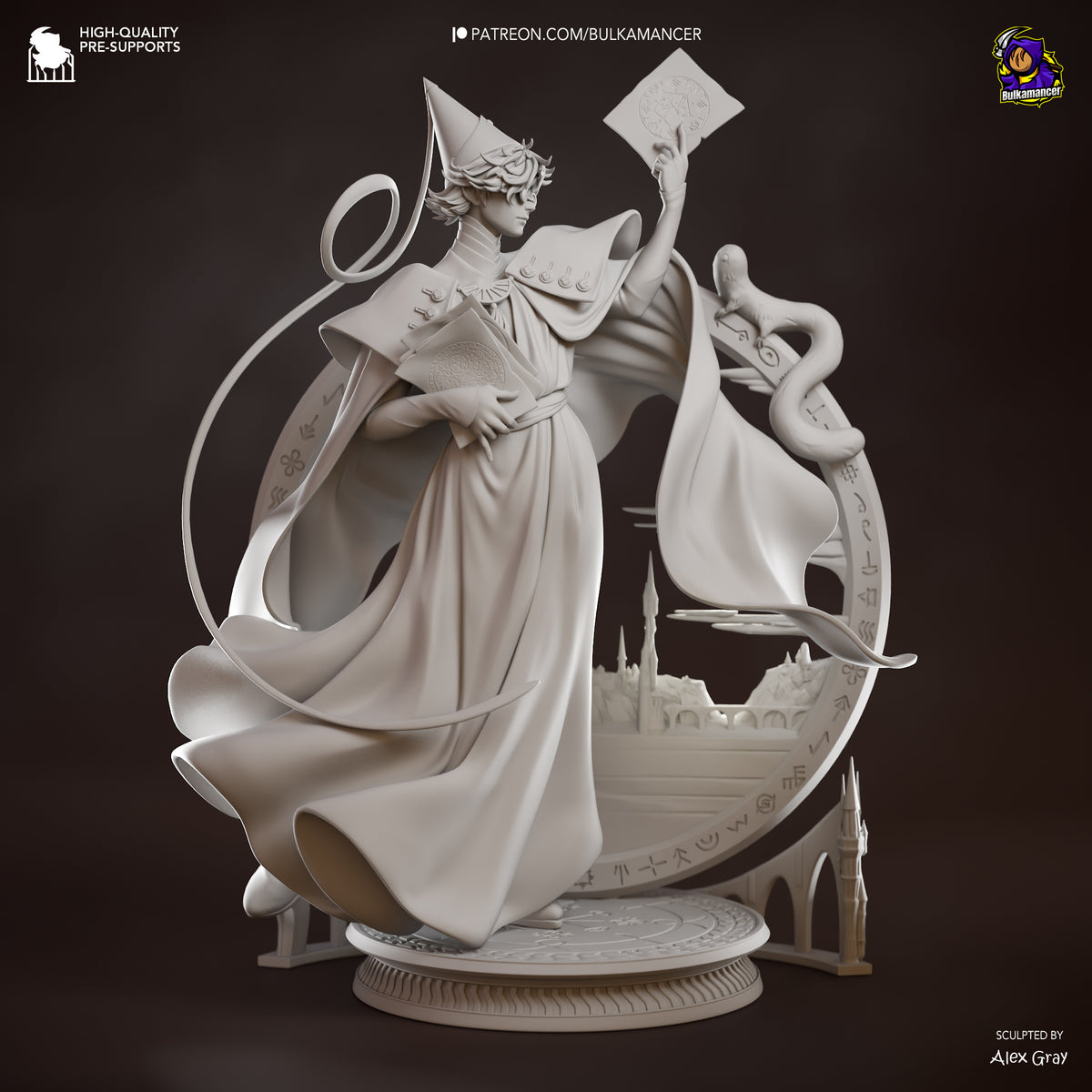 Mystic Wizard Mentor Resin Statue – Magical Fantasy Mage Figure – Model Kit – High Detail Collectible