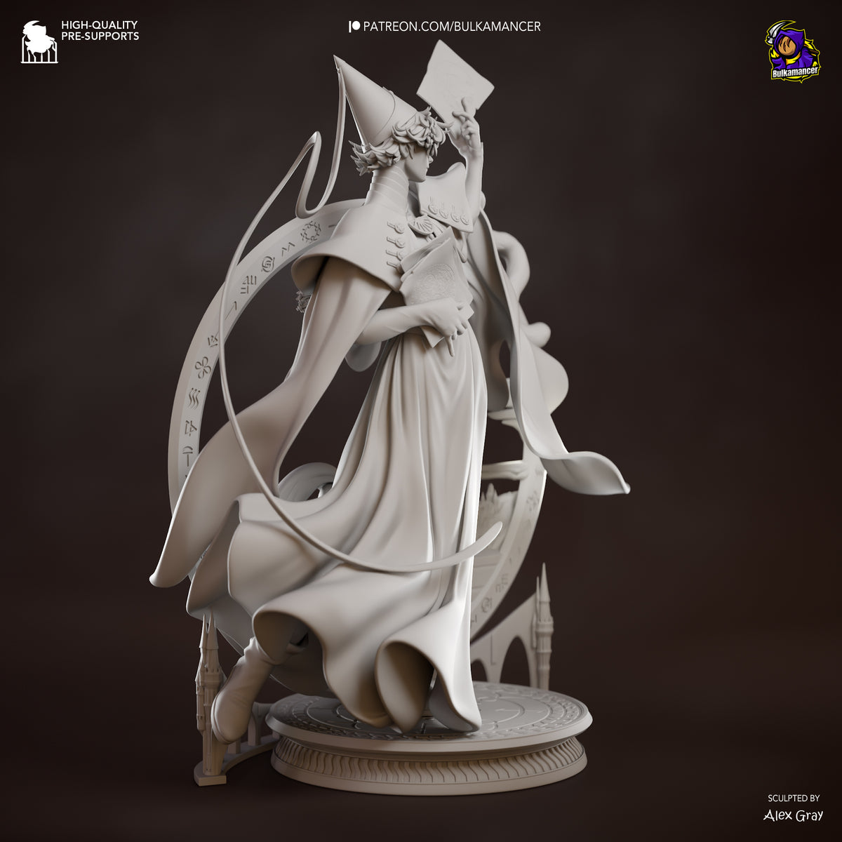 Mystic Wizard Mentor Resin Statue – Magical Fantasy Mage Figure – Model Kit – High Detail Collectible