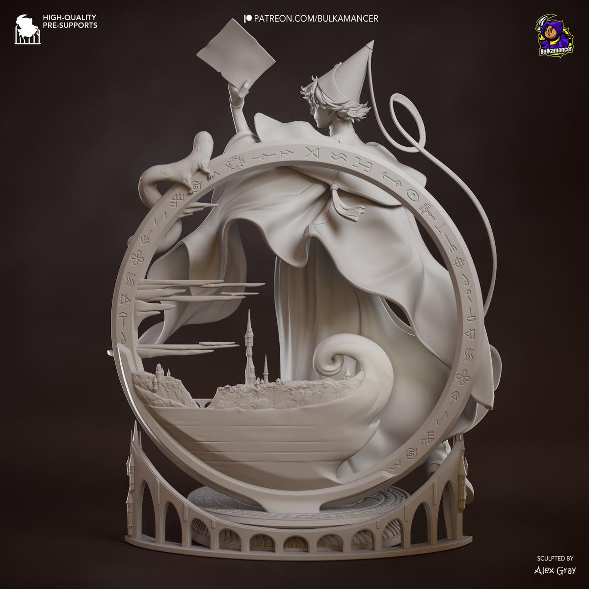 Mystic Wizard Mentor Resin Statue – Magical Fantasy Mage Figure – Model Kit – High Detail Collectible