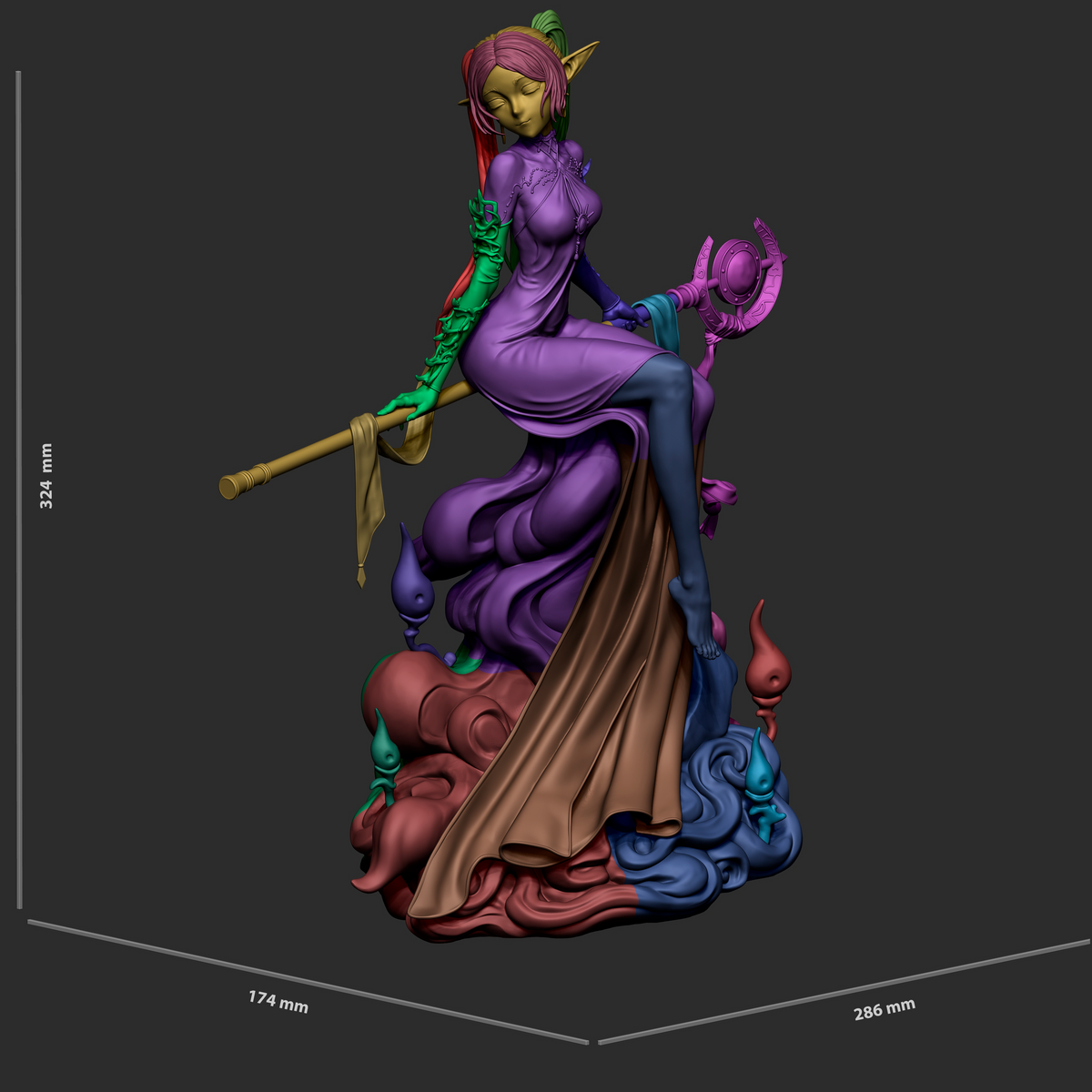 Ethereal Elven Mage Resin Statue – Elegant Fantasy Sorceress Figure –  Model Kit
