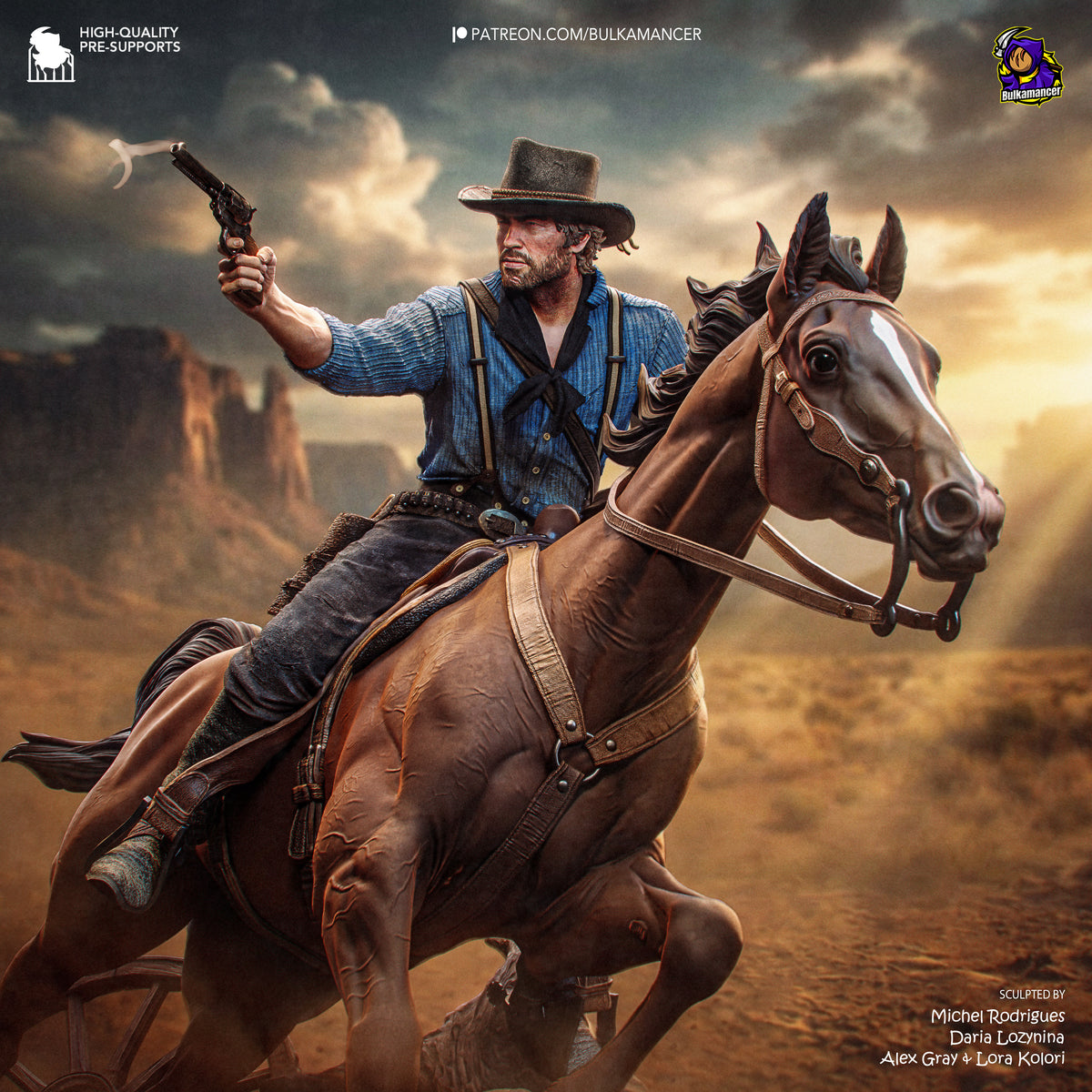Wild West Outlaw Resin Statue – Rugged Cowboy Gunslinger Figure – Model Kit