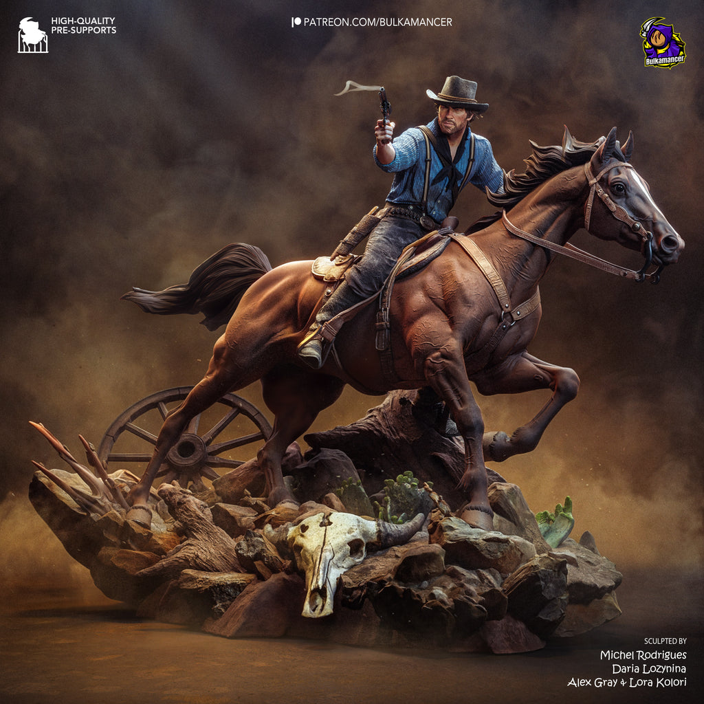 Wild West Outlaw Resin Statue – Rugged Cowboy Gunslinger Figure – Model Kit