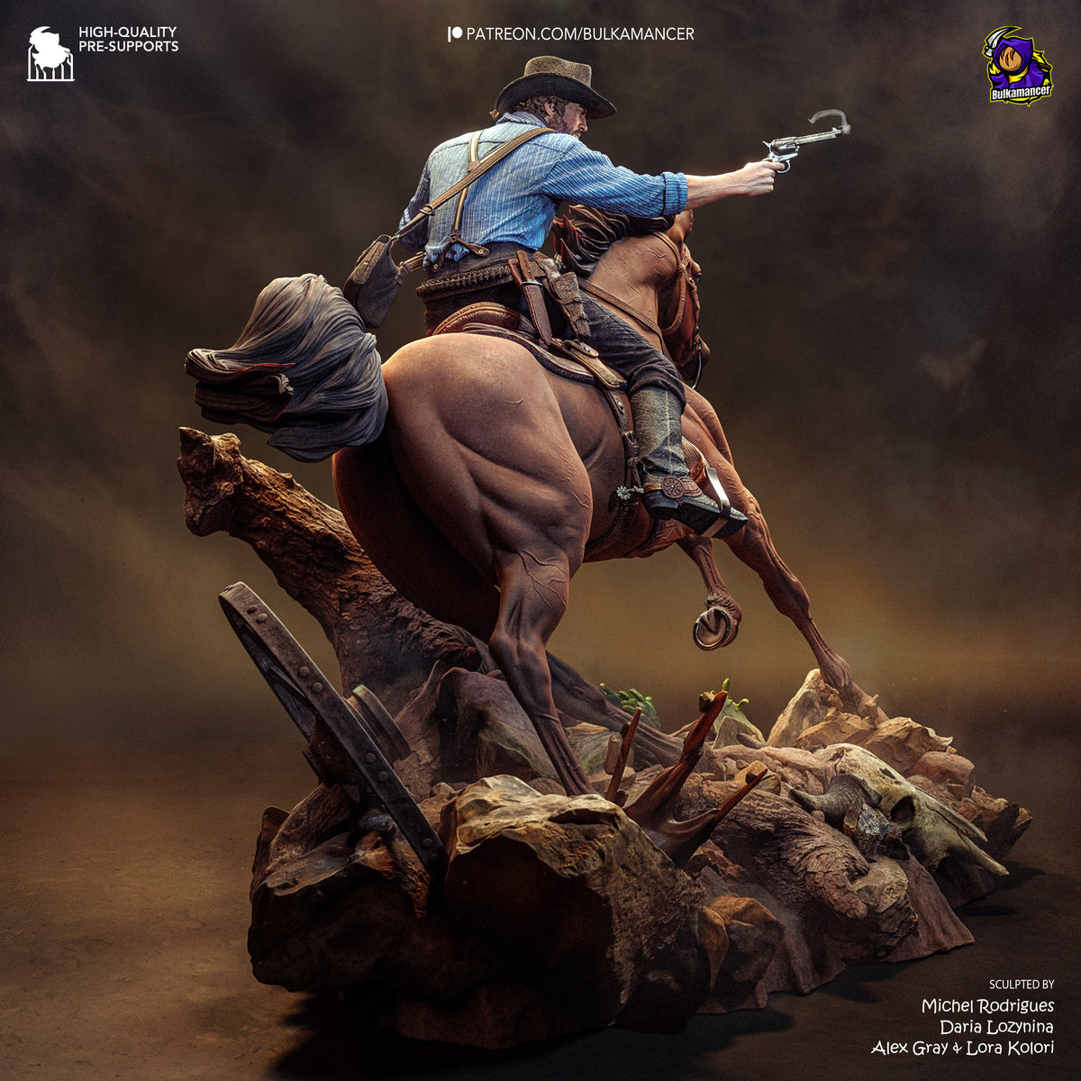 Wild West Outlaw Resin Statue – Rugged Cowboy Gunslinger Figure – Model Kit