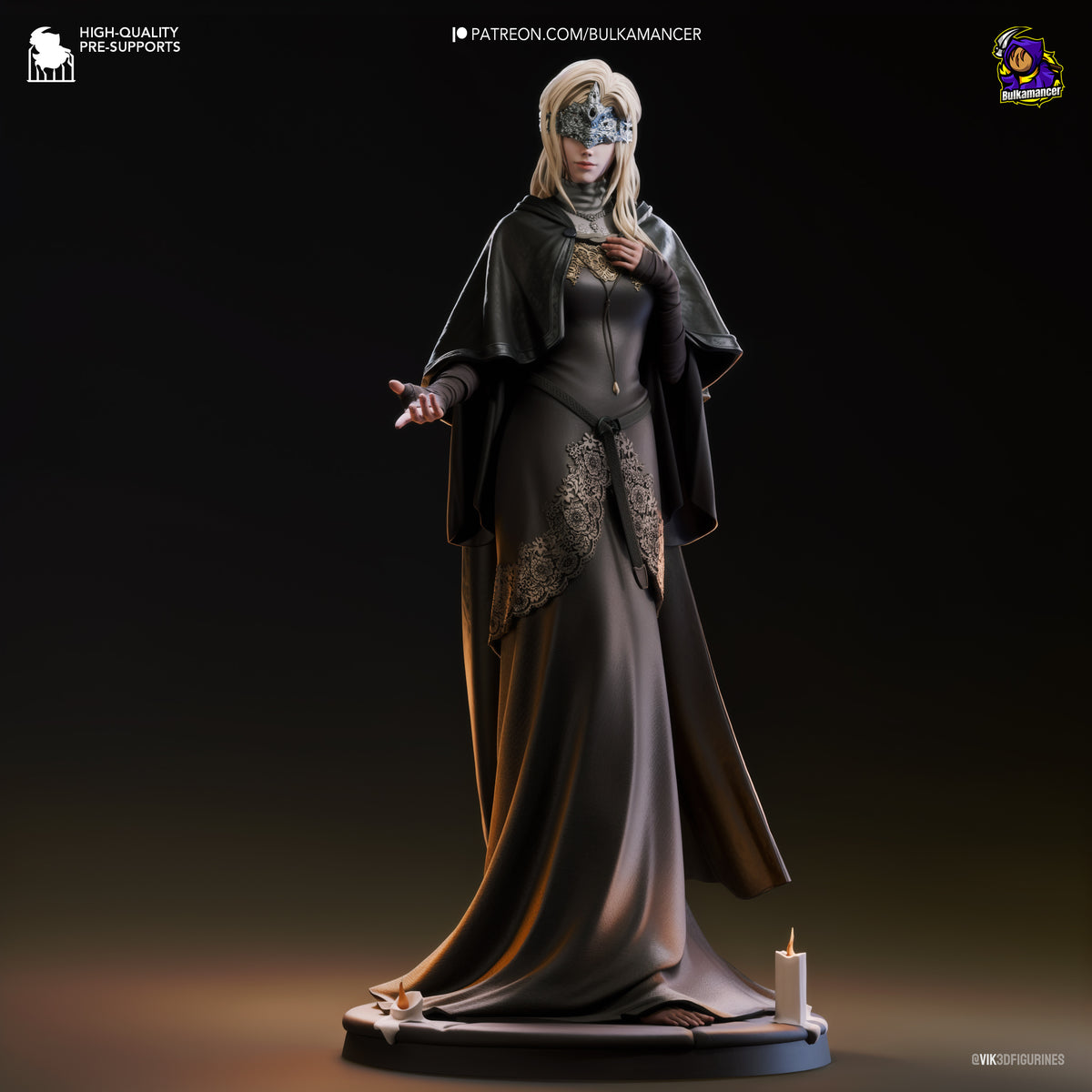 Hooded Shrine Maiden Resin Statue – Dark Fantasy Priestess Figure – Model Kit