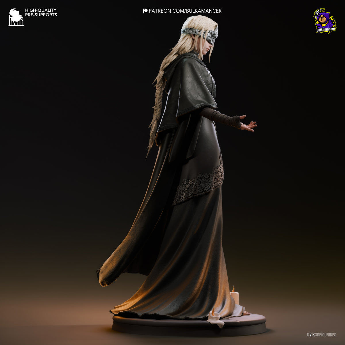 Hooded Shrine Maiden Resin Statue – Dark Fantasy Priestess Figure – Model Kit
