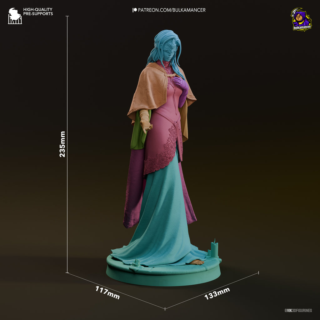 Hooded Shrine Maiden Resin Statue – Dark Fantasy Priestess Figure – Model Kit