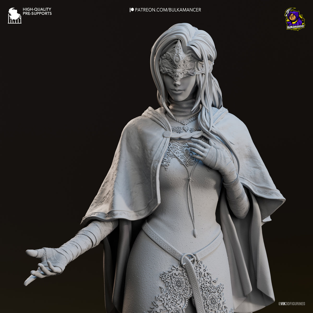 Hooded Shrine Maiden Resin Statue – Dark Fantasy Priestess Figure – Model Kit