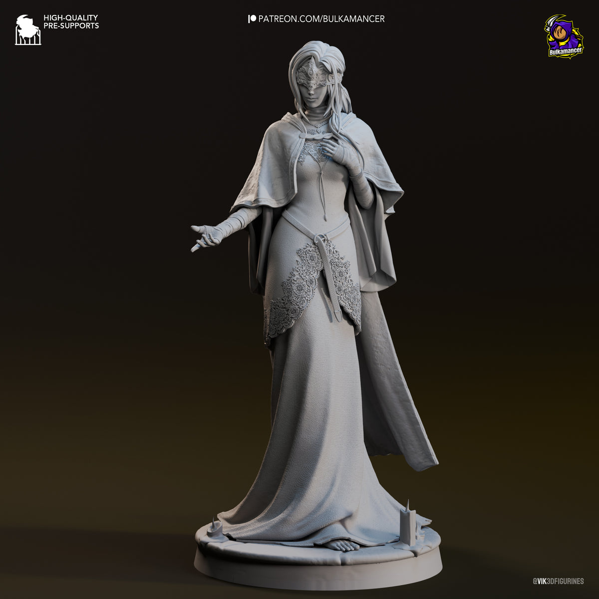 Hooded Shrine Maiden Resin Statue – Dark Fantasy Priestess Figure – Model Kit