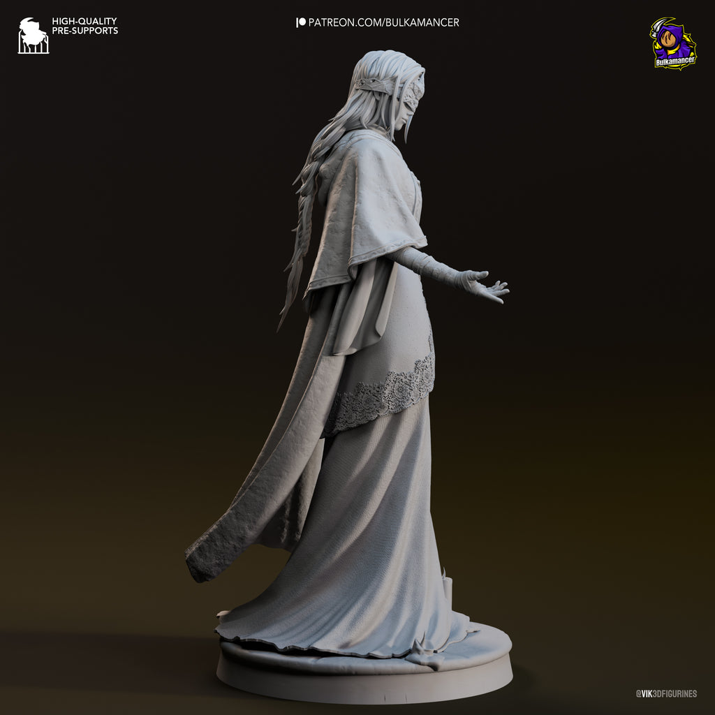 Hooded Shrine Maiden Resin Statue – Dark Fantasy Priestess Figure – Model Kit