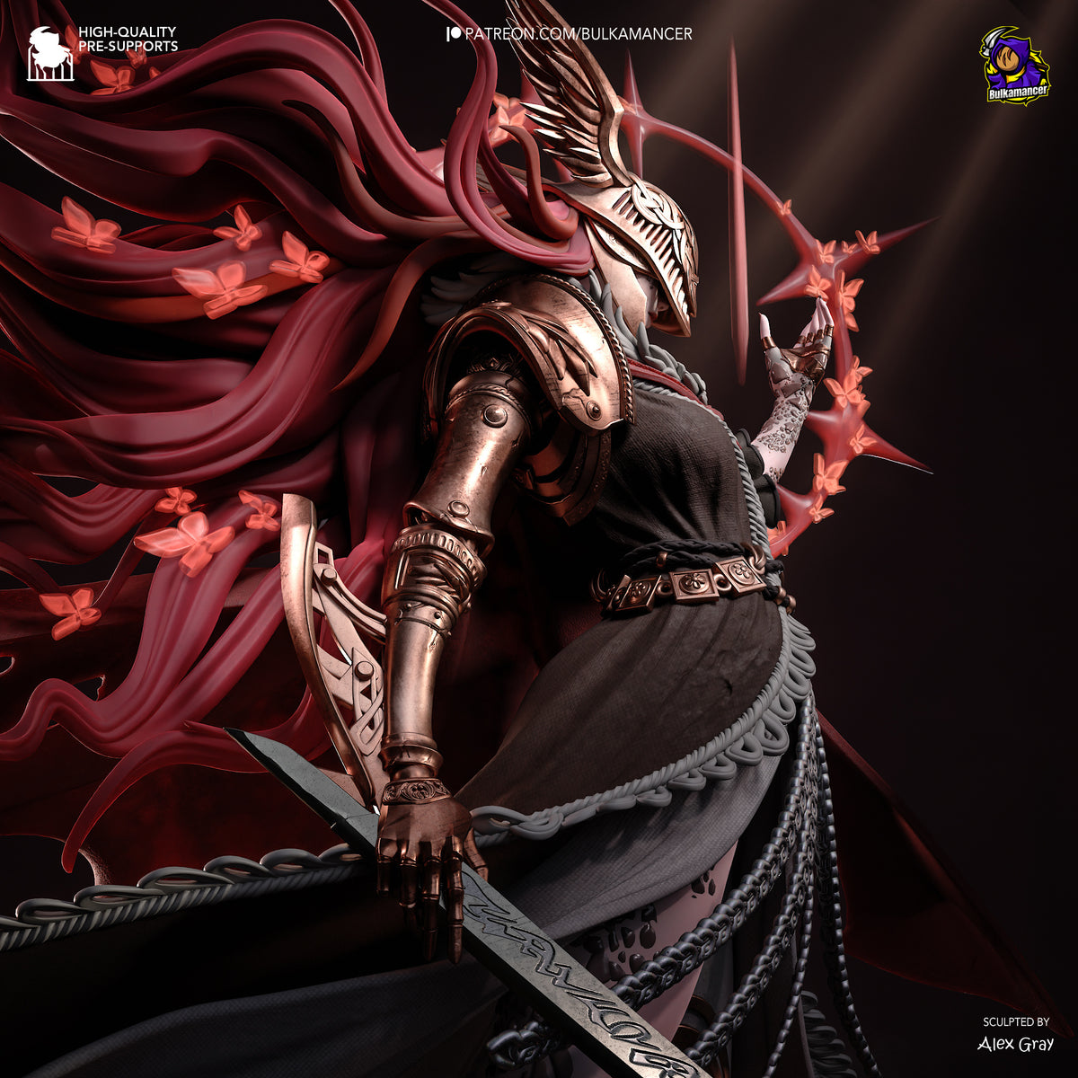Scarlet Valkyrie Resin Statue – Armored Female Warrior Figure – High Detail Collector Display Piece