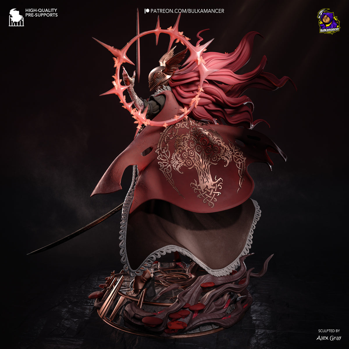 Scarlet Valkyrie Resin Statue – Armored Female Warrior Figure – High Detail Collector Display Piece