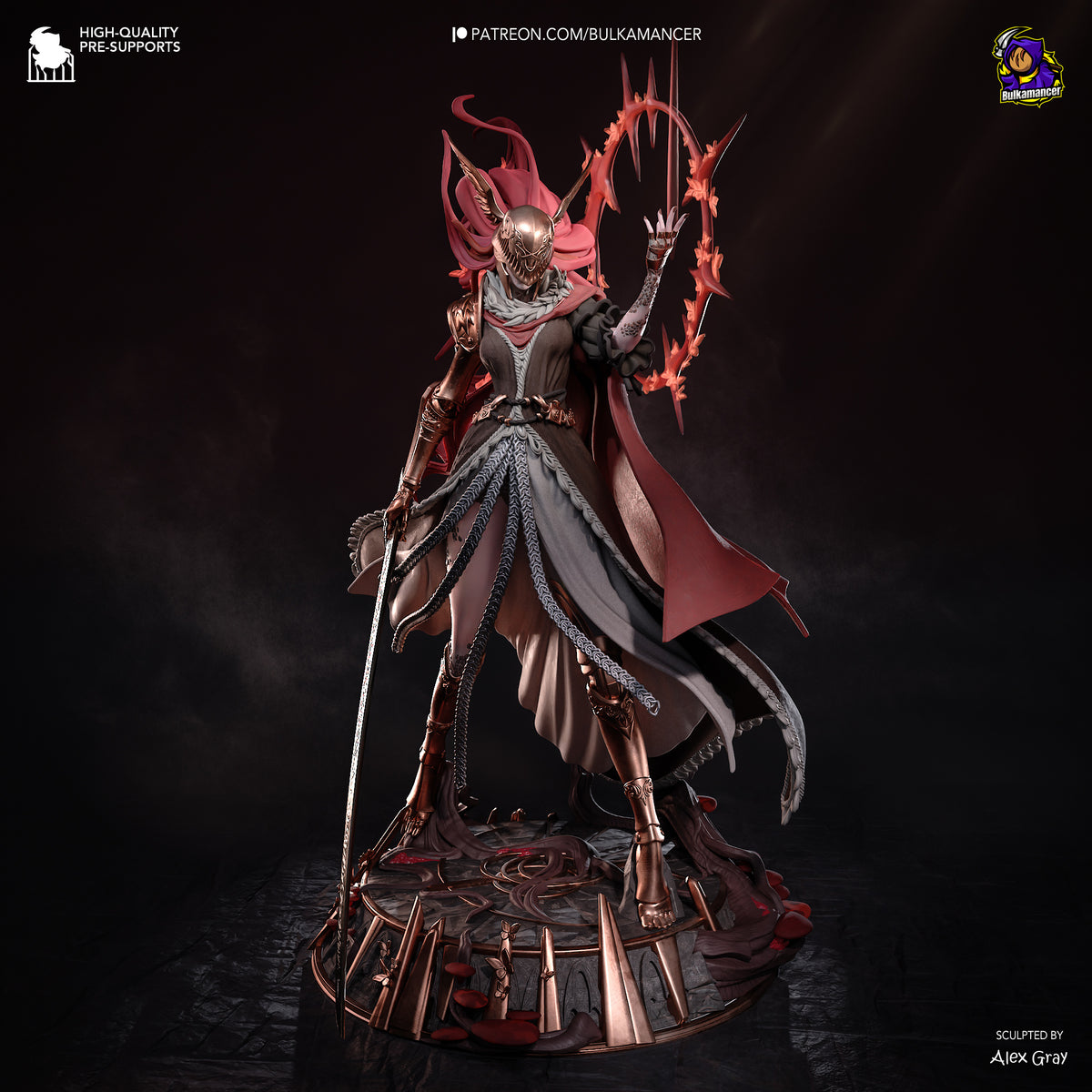 Scarlet Valkyrie Resin Statue – Armored Female Warrior Figure – High Detail Collector Display Piece
