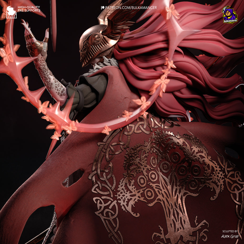 Scarlet Valkyrie Resin Statue – Armored Female Warrior Figure – High Detail Collector Display Piece