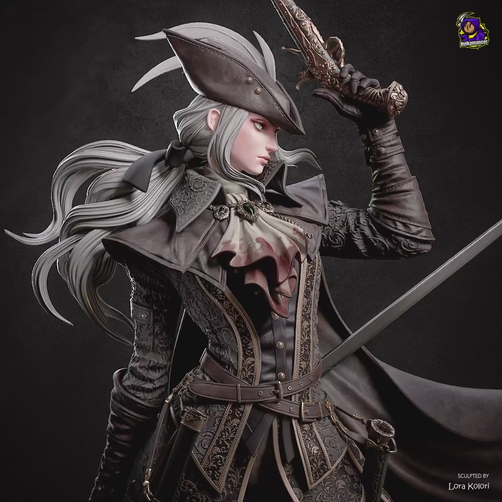 Gothic Hunter Woman Resin Statue – Victorian Swordfighter Figure – Dark Fantasy Model Kit