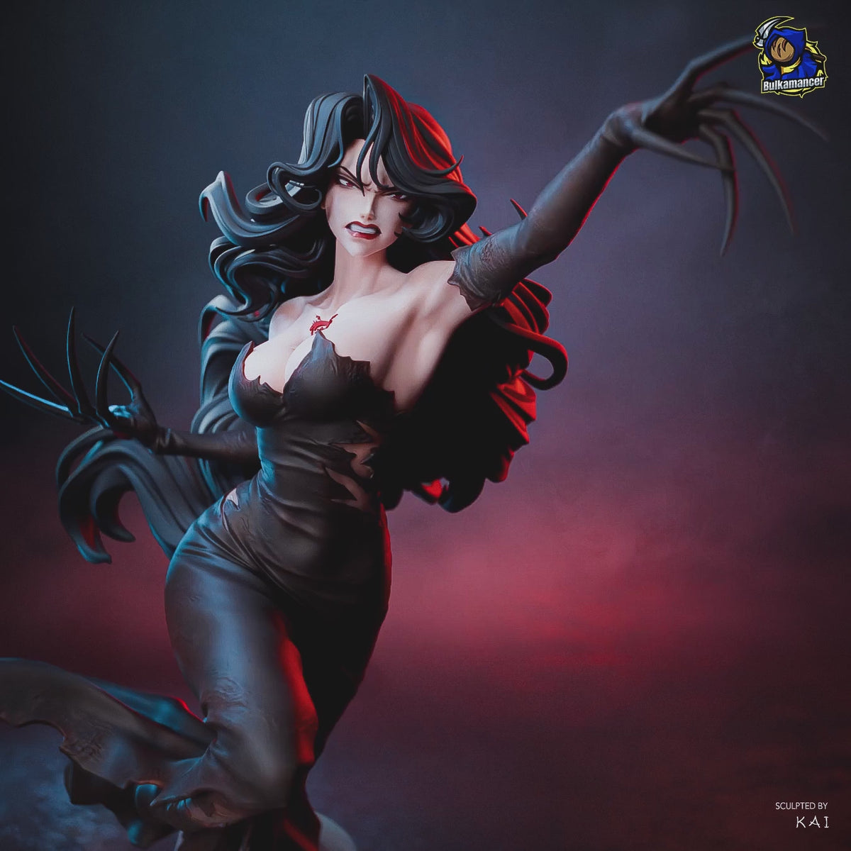 Gothic Dark Sorceress Resin Statue – Elegant Anime Villainess Figure –  Model Kit